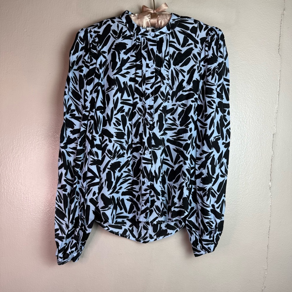 Veronica Beard Ashlynn Brushstroke Silk Blend Blouse Sz 0 - Picture 3 of 8